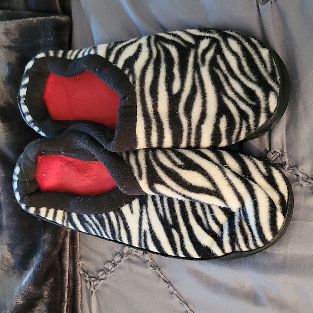 Zebra print slippers